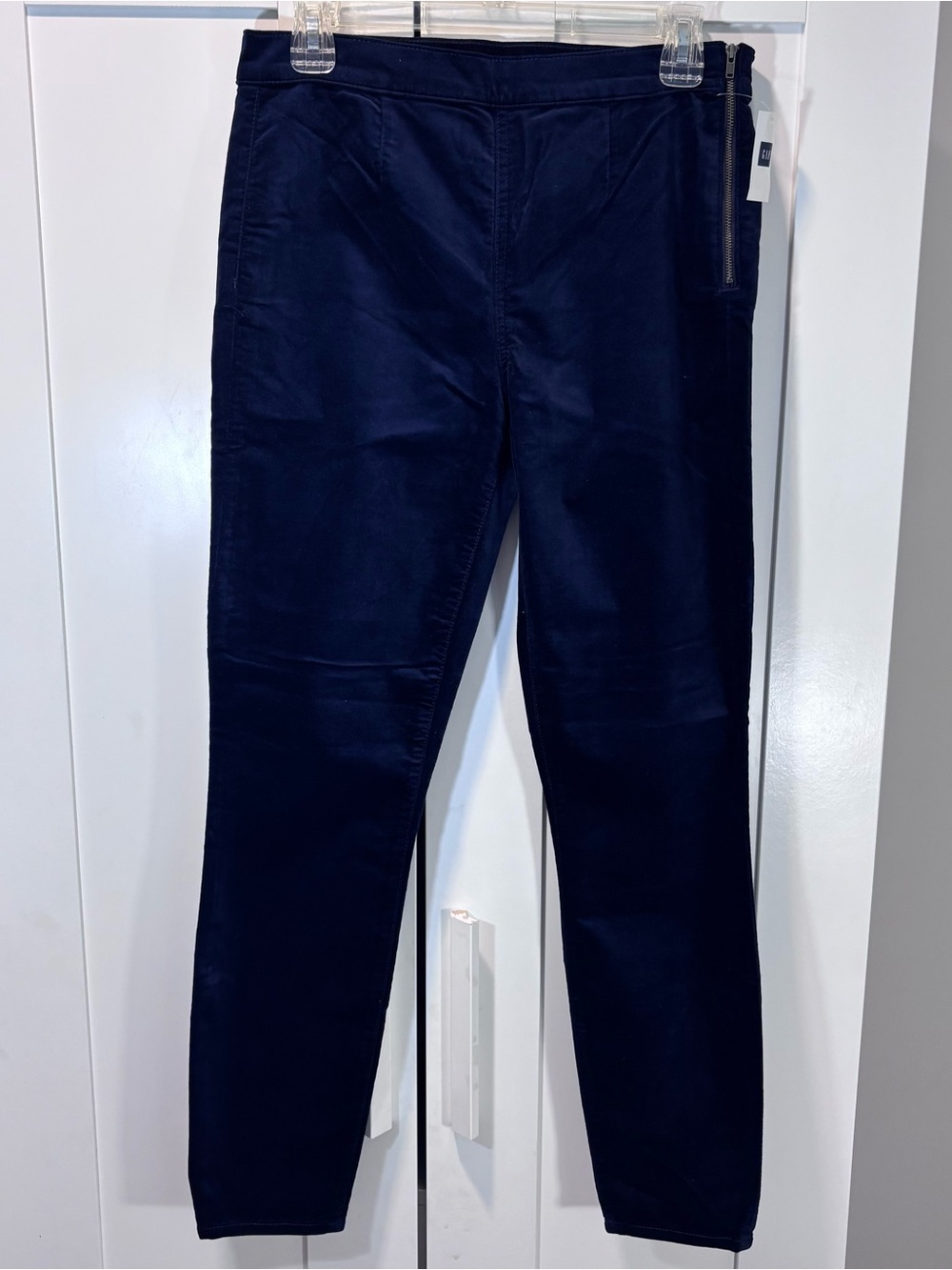 Gap NWT Velvet Side Zip Leggings Pants Navy Blue Womenβs 29r Cotton Stretch 29β